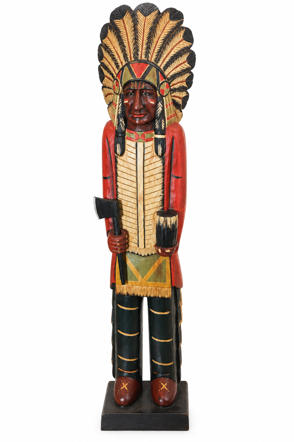 Large Hand Carved Native American Wooden Statue