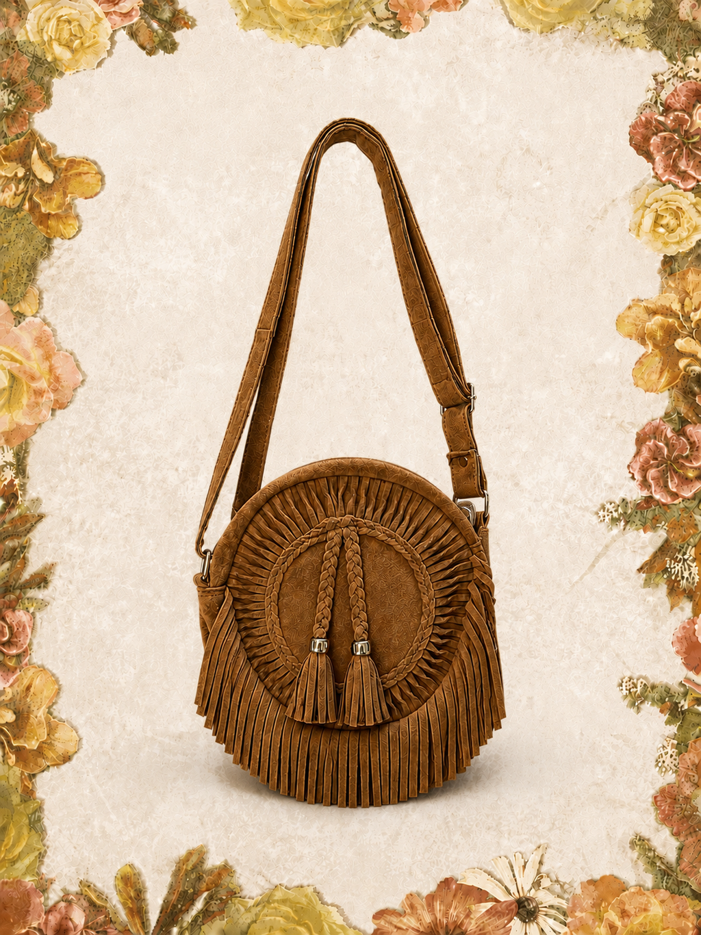 Suede Tassle Brown Handbag