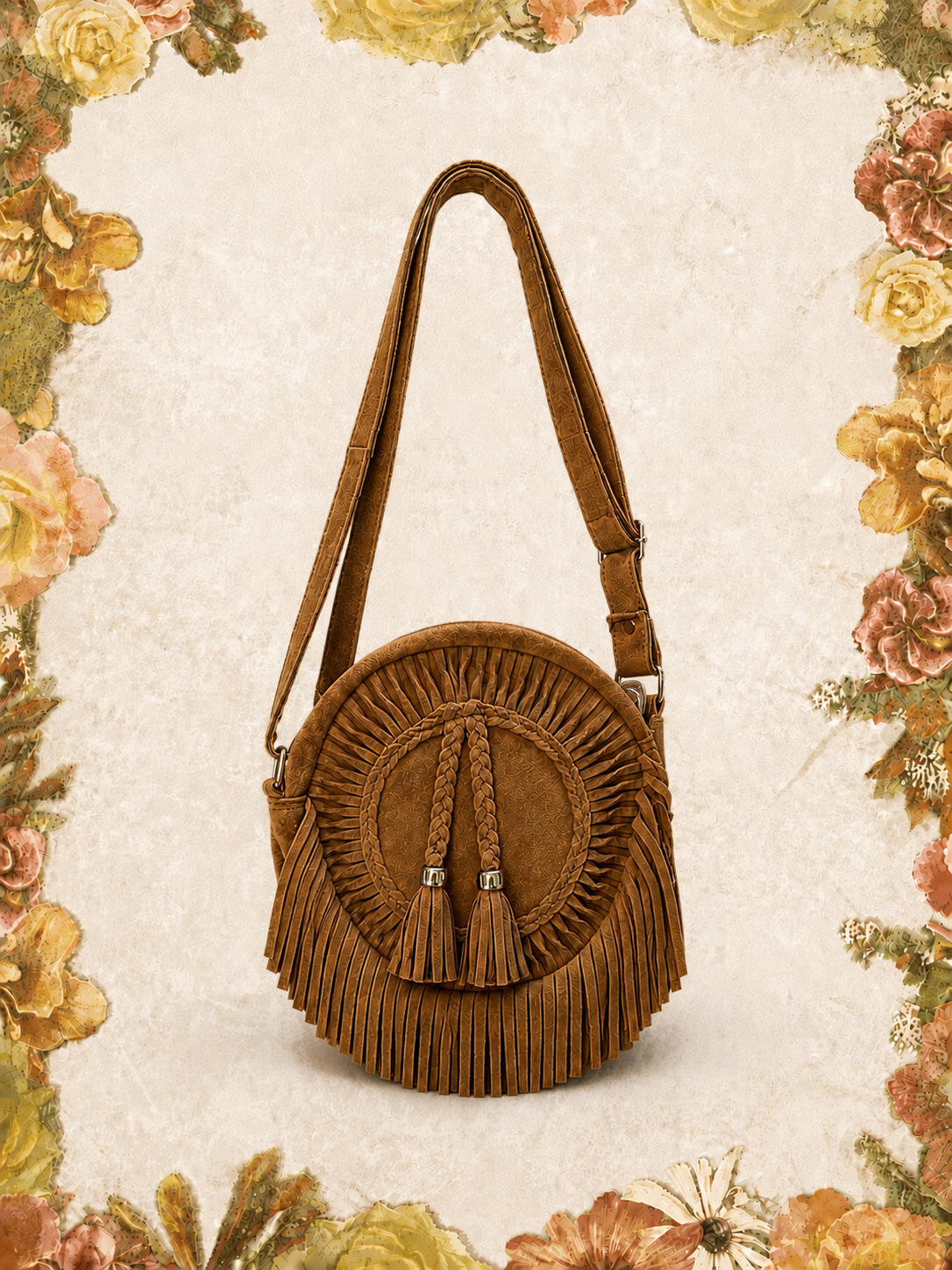 Suede Tassle Brown Handbag