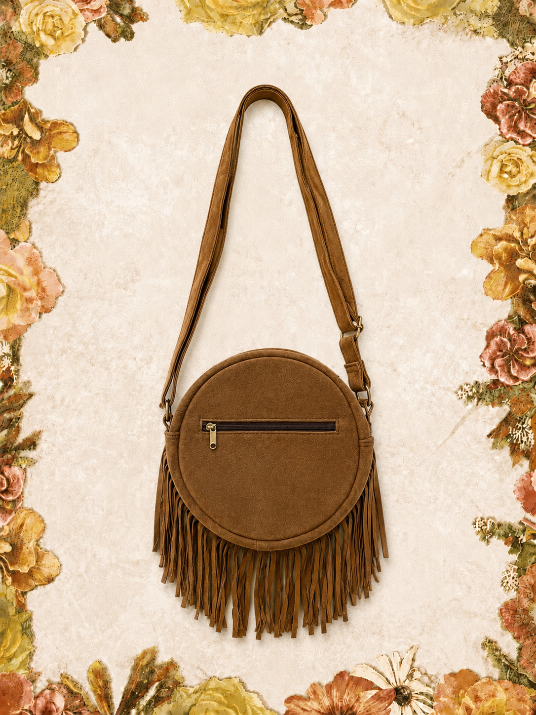 Suede Tassle Brown Handbag