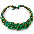 Handmade Woven Necklace With Beaded Detailing (Green)